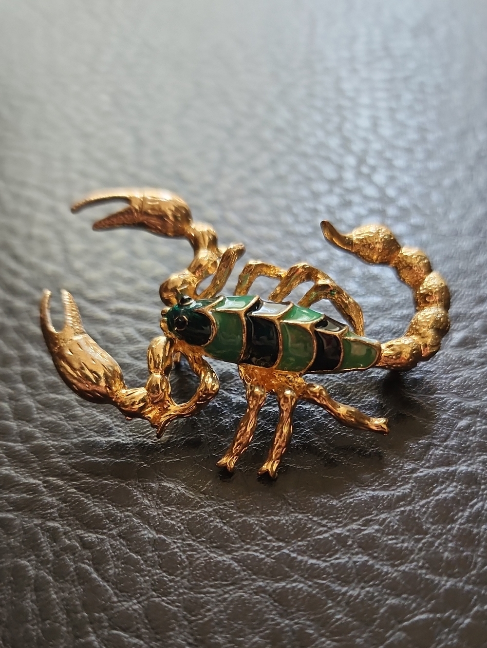 Gold and Green Scorpion Reptile Pin Brooch - Decorative Accessory